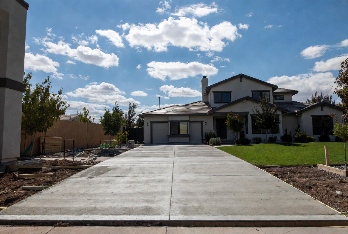 Example residential concrete driveway with clean control joints